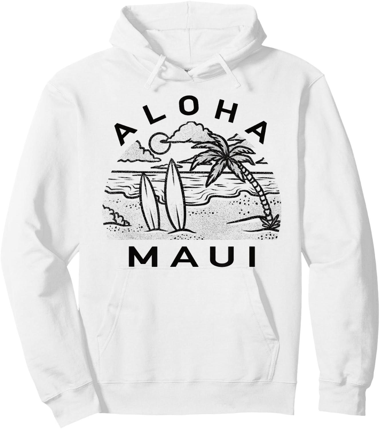 Aloha Maui Hawaii Hawaiian Island Palm Tree Surfboard Beach Men Women Kids Hoodie - Hoodie | White