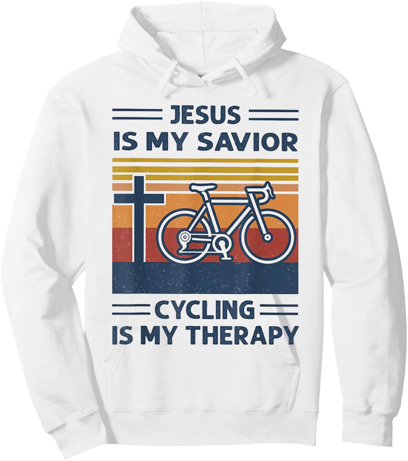 Jesus Is My Savior Cycling Is My Therapy Retro Vintage Hoodie - Hoodie | White