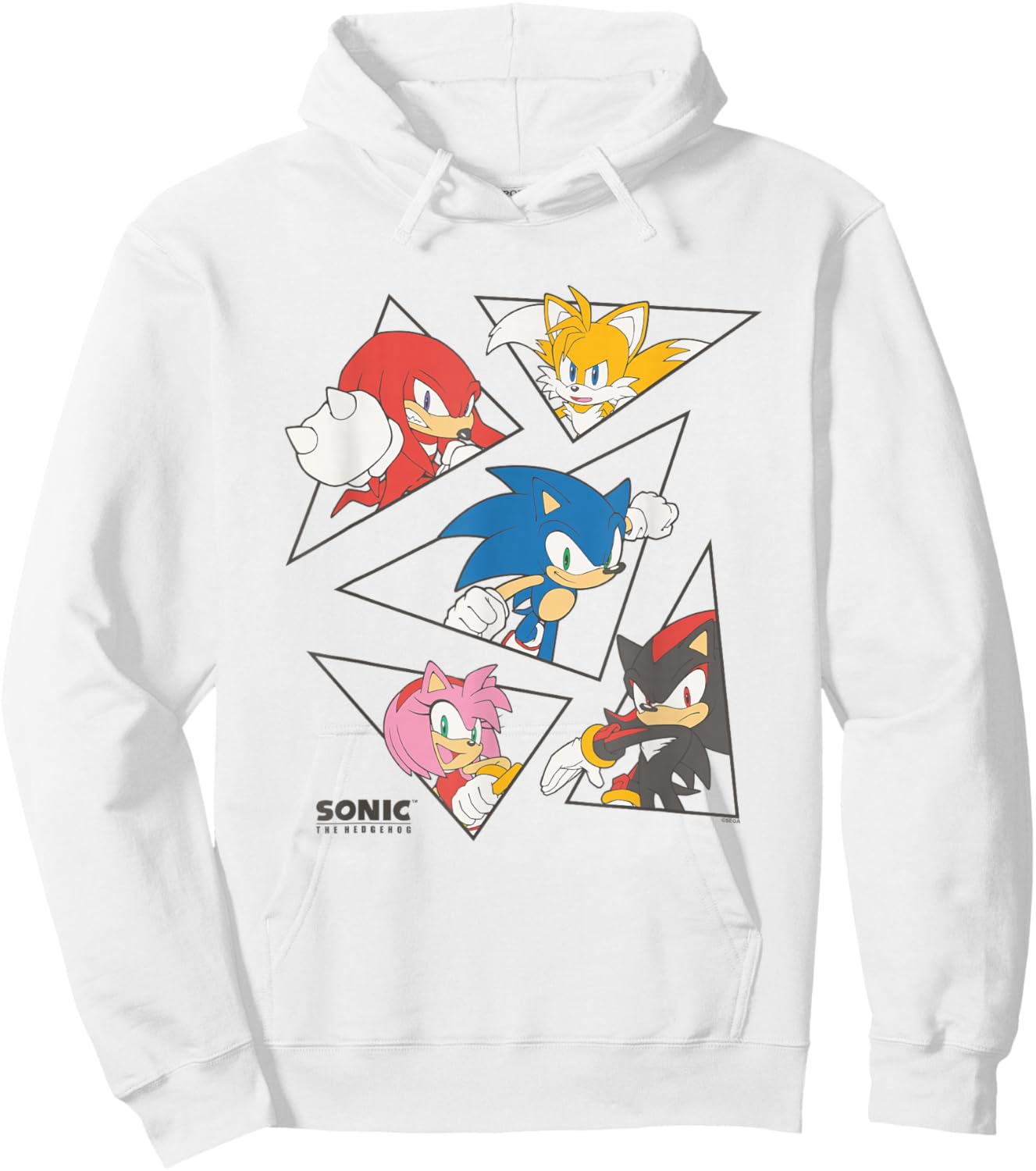 Sonic The Hedgehog Main Characters Triangle Portraits Retro Hoodie - Hoodie | White