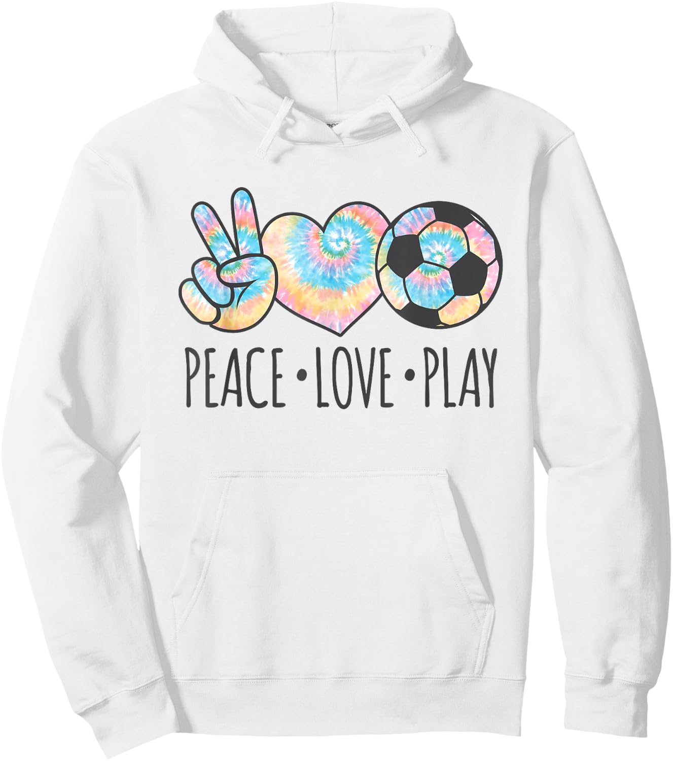 Tie Dye Soccer for Teen Girls | Peace Love Play Hoodie - Hoodie | White