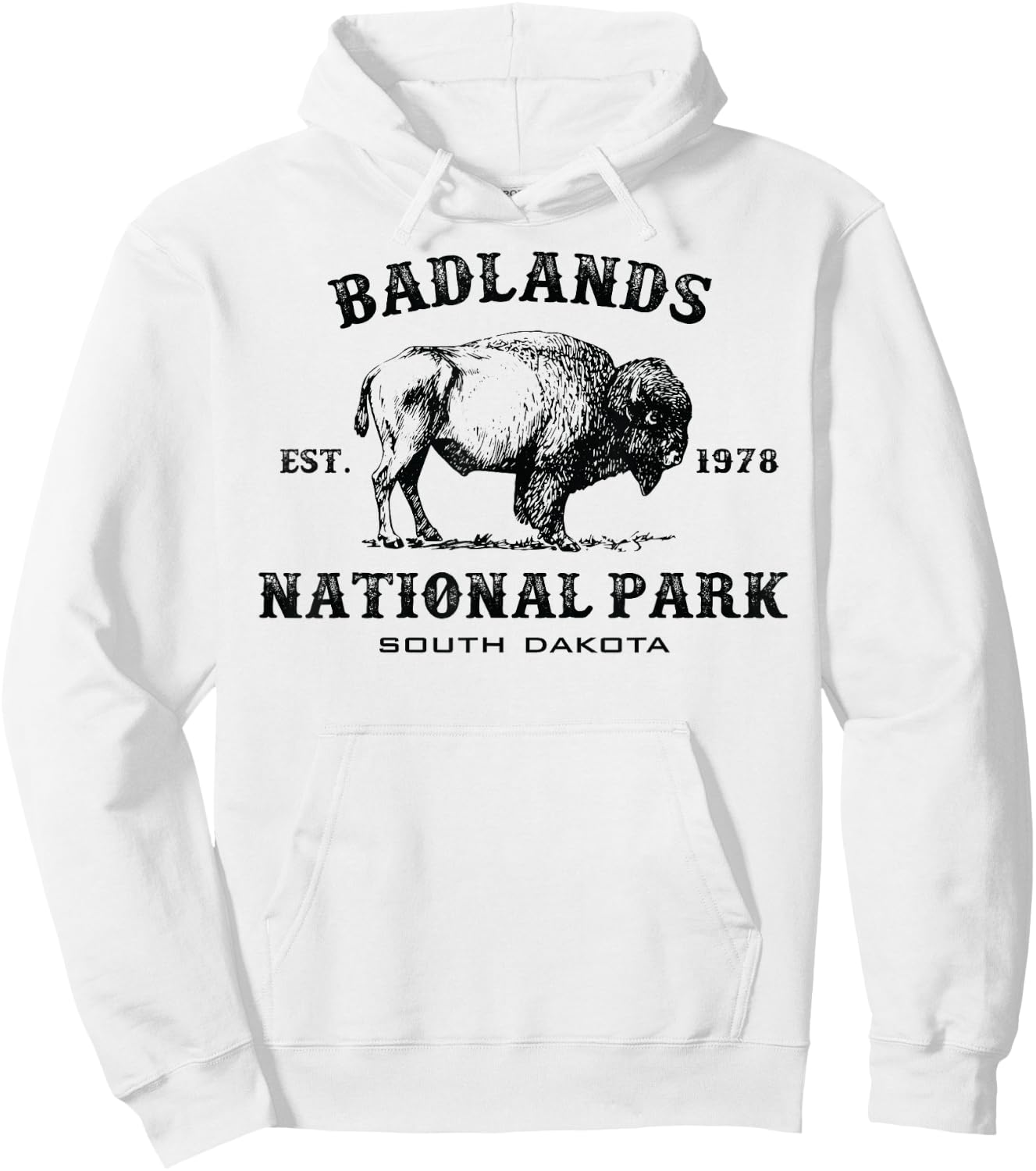 Badlands National Park South Dakota American Bison Souvenir Hoodie - Hoodie | White