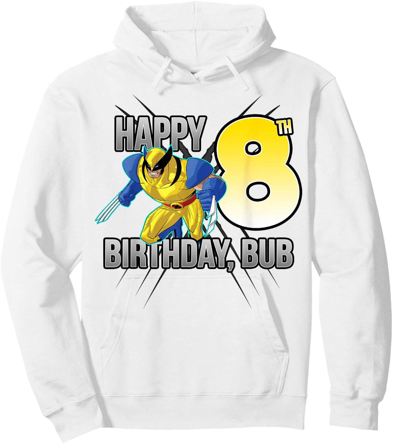 Marvel X-Men Wolverine Happy 8th Birthday Bub Hoodie - Hoodie | White