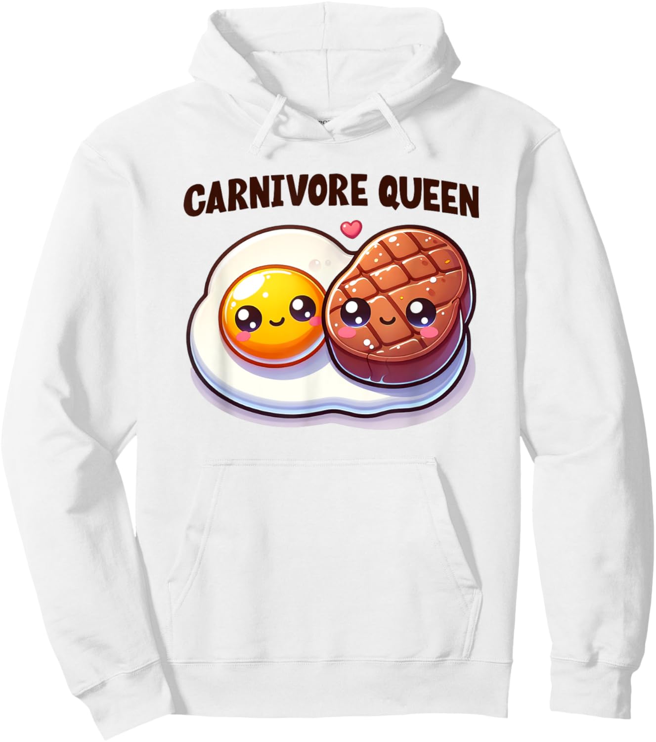 Carnivore Queen Keto Diet Cute Steak Egg Gym Fitness Workout Hoodie - Hoodie | White