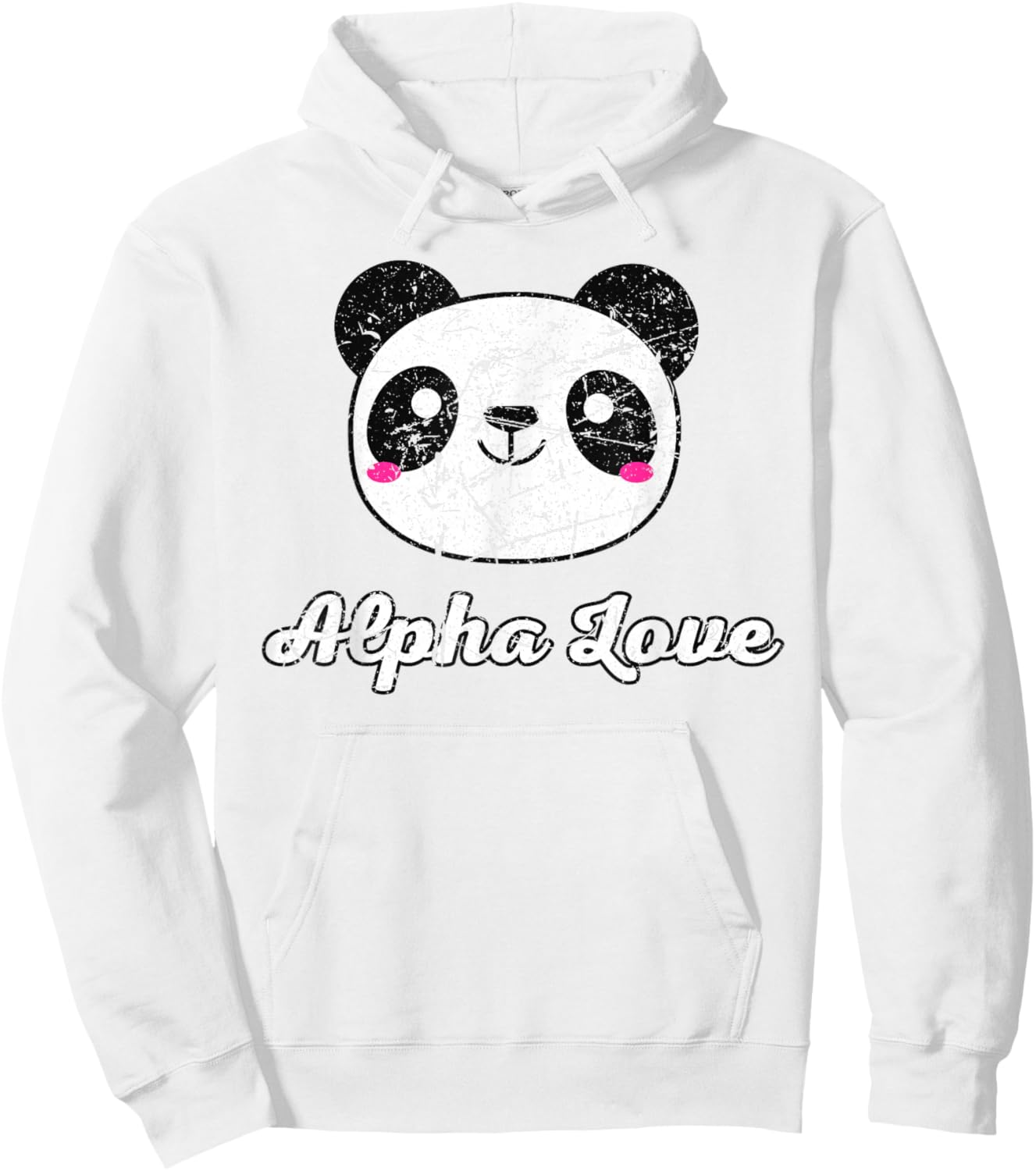Alpha Love AOII Panda Bear Cute Kawaii O Pi Distressed Hoodie - Hoodie | White