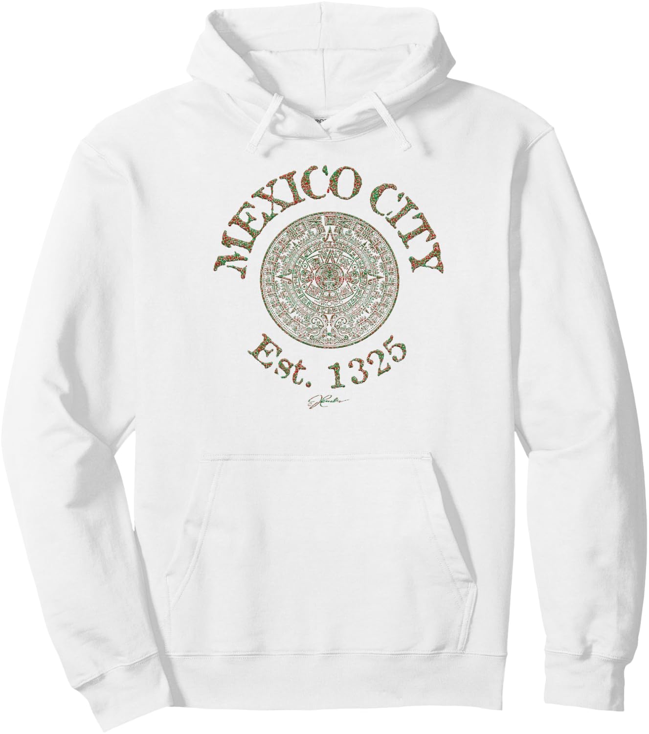 JCombs: Mexico City, Est. 1325, with Aztec Calendar Hoodie - Hoodie | White