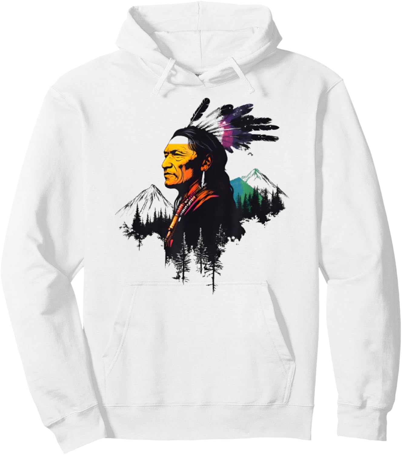 Cool Native American Indian Chief Men Women Sitting Bull Hoodie - Hoodie | White