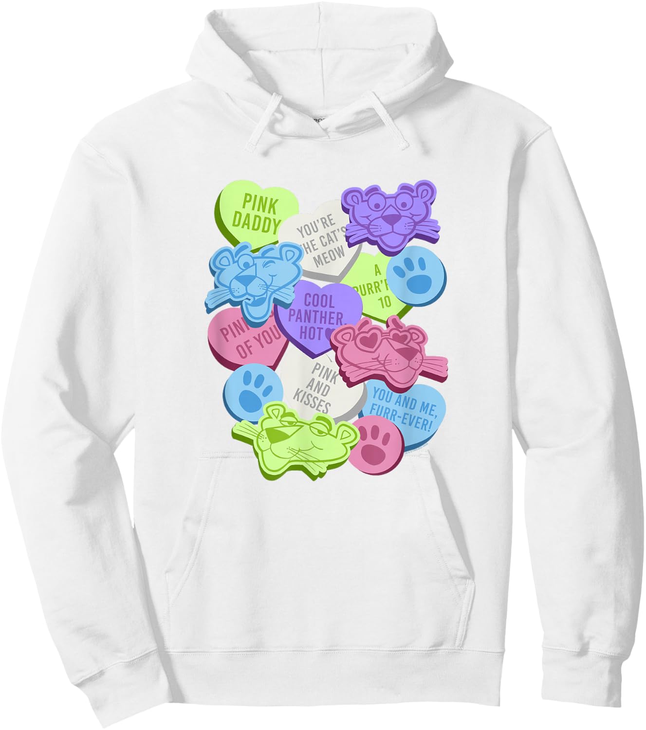 The Pink Panther Valentine's Day Candy Hearts Hoodie - Hoodie | White
