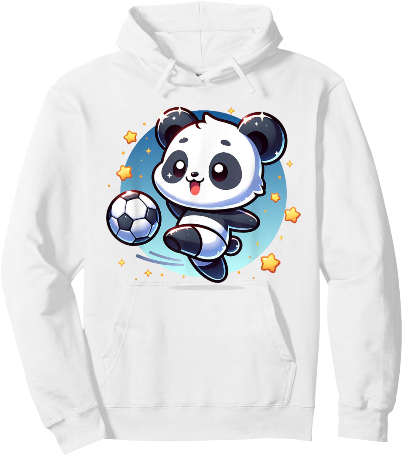 Panda Soccer Player Kicking Soccer Ball Cute Girls Graphic Hoodie - Hoodie | White