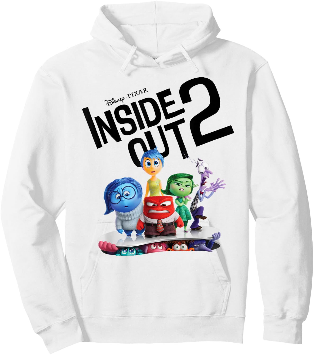 Disney Pixar Inside Out 2 Emotional Group Title Movie Poster Hoodie - Hoodie | White
