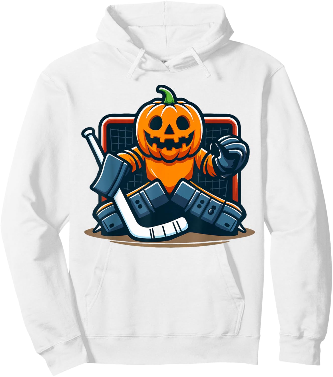 Halloween Pumpkin Ice Hockey Goalie Hoodie - Hoodie | White