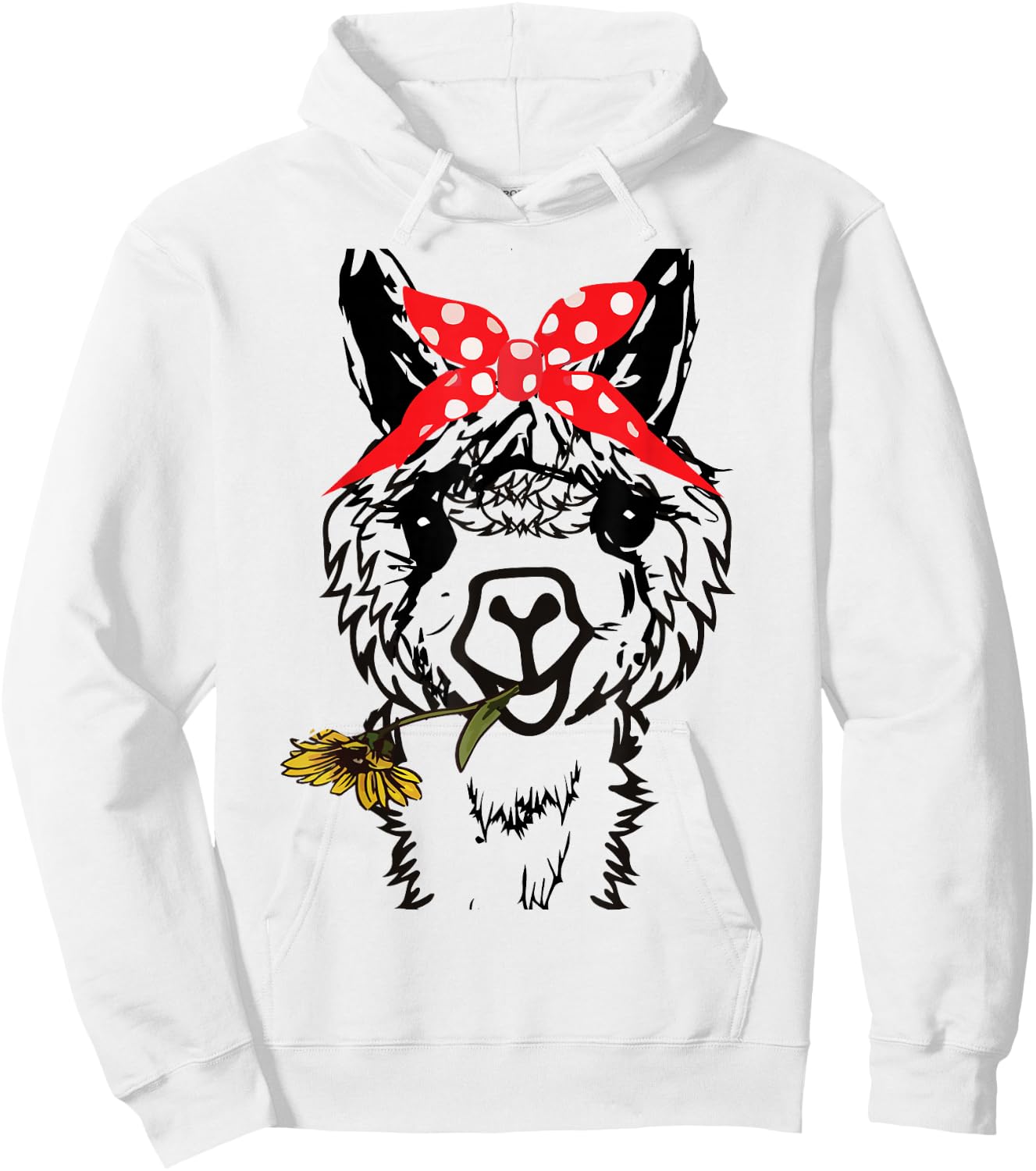 Women's Llama Bandana - Alpaca Llama Animal Graphics Funny Hoodie - Hoodie | White