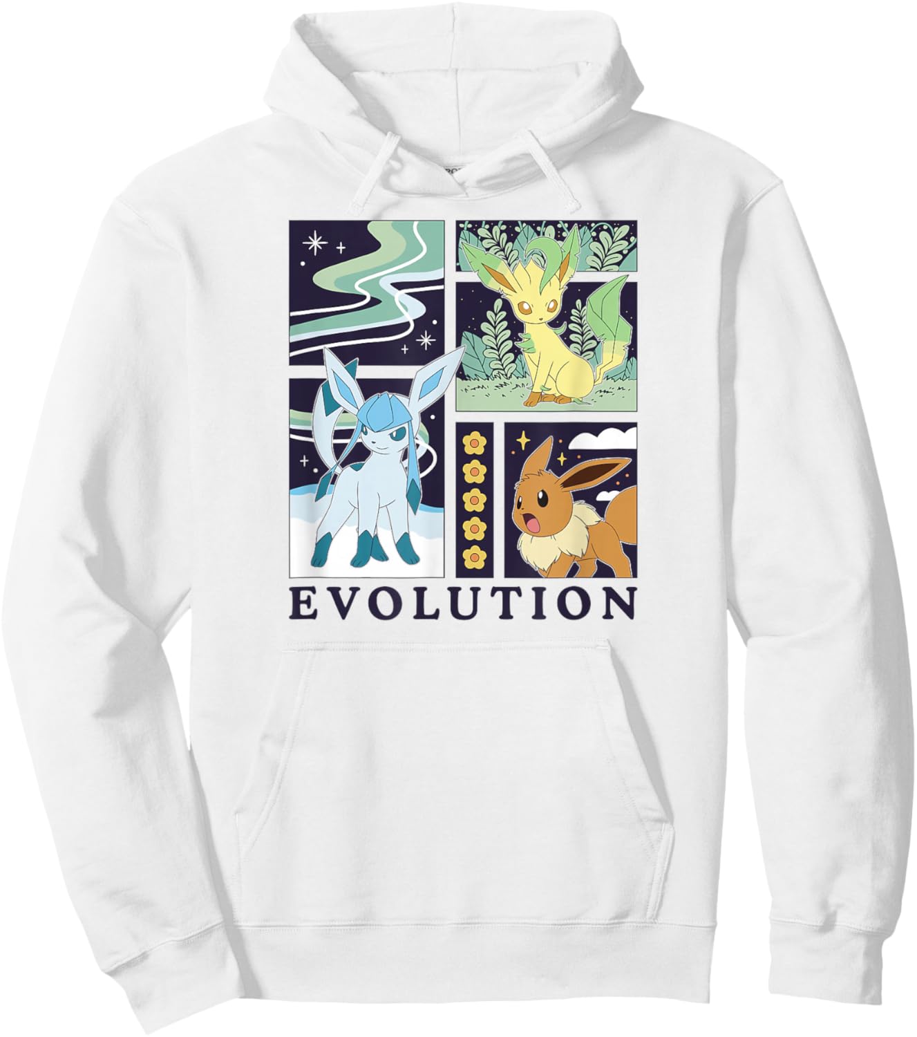 Pokémon - Eevee Glaceon Leafeon Evolution Ice Grass Normal Hoodie - Hoodie | White