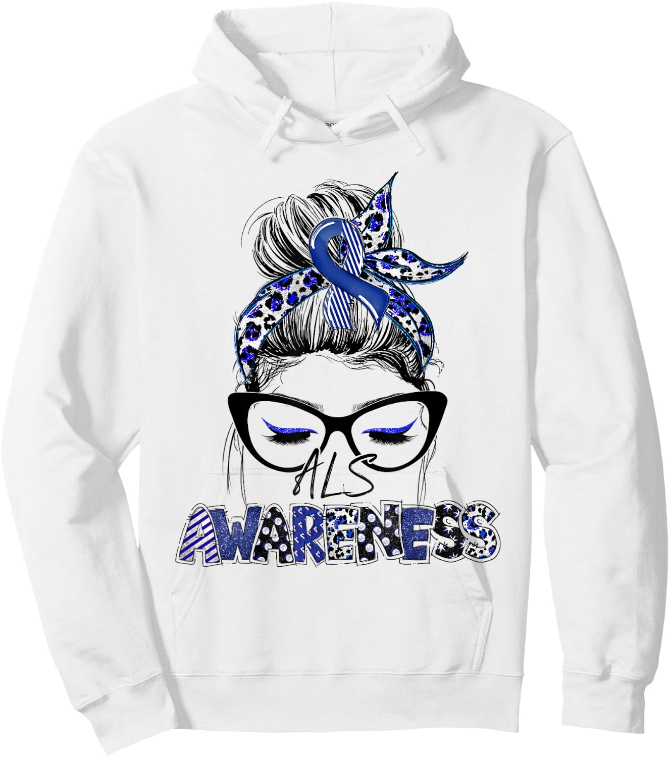 Classy Leopard Pattern ALS Awareness Hoodie - Hoodie | White
