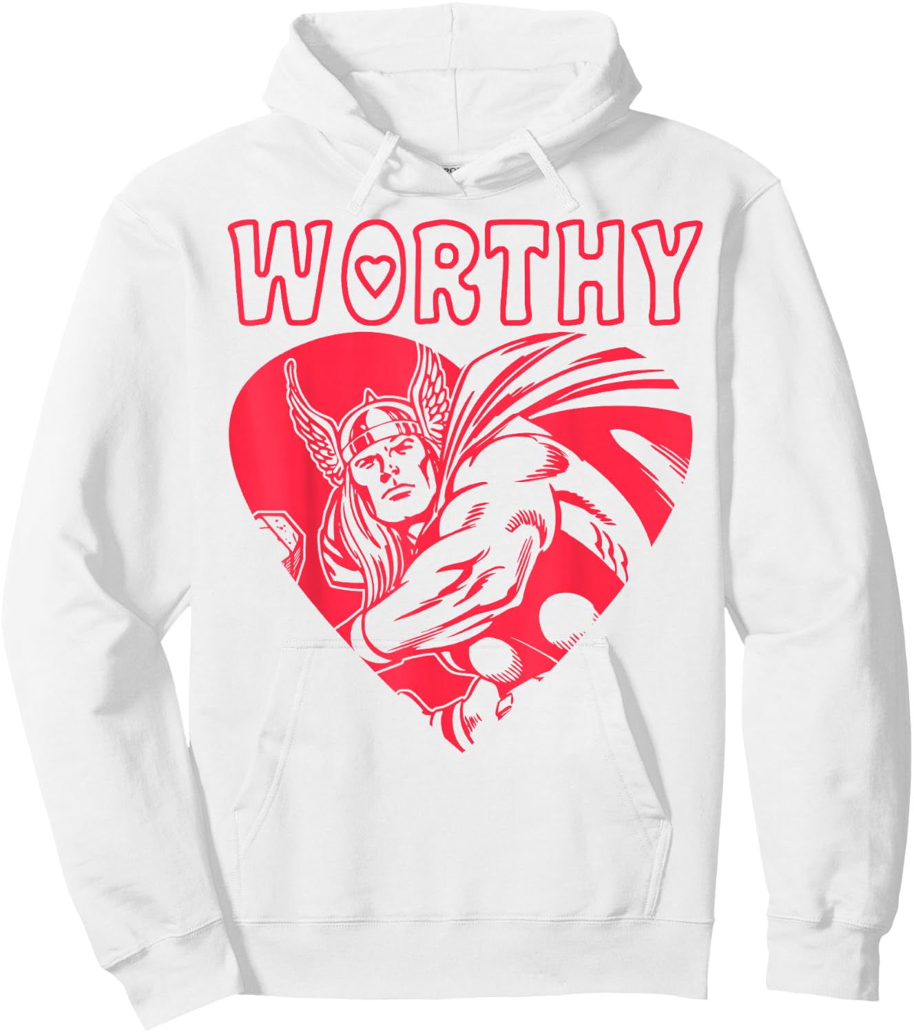 Marvel Valentine's Day Avengers Thor Worthy Portrait Hoodie - Hoodie | White