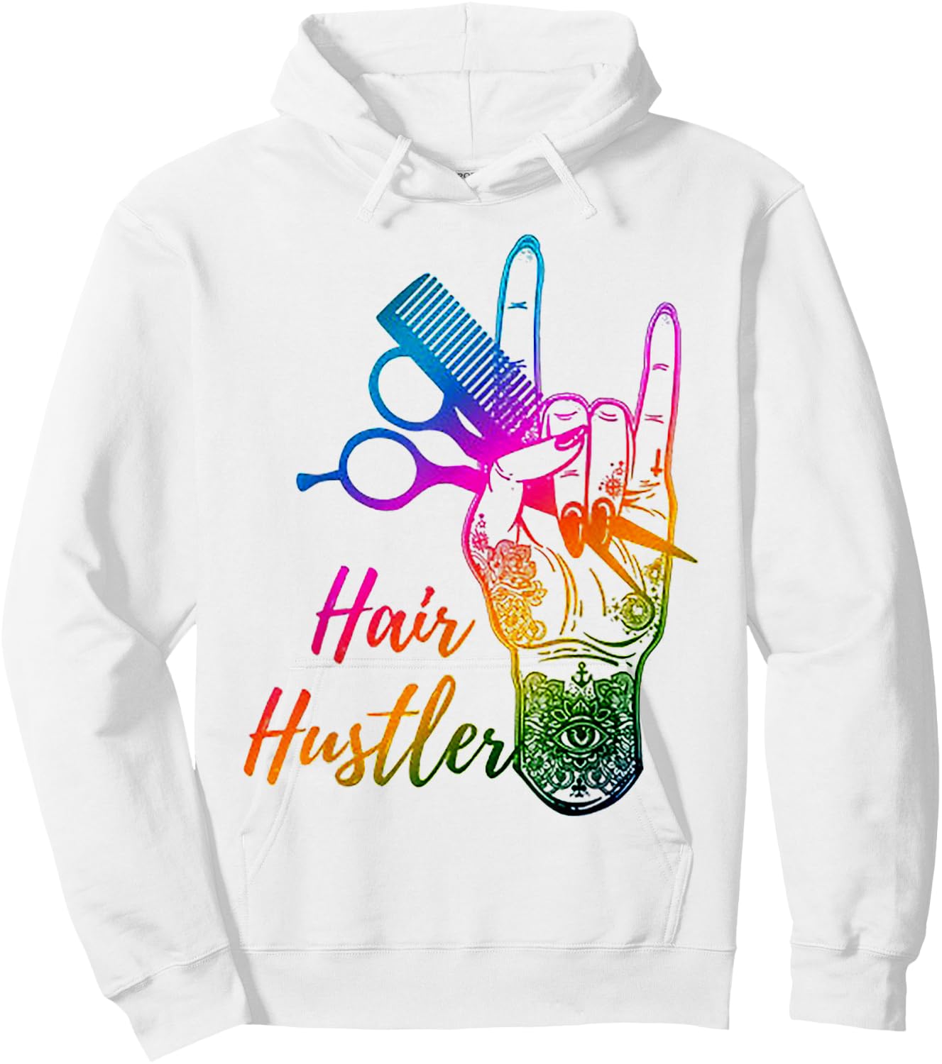 Hair Hustler Tie Dye Hair Stylist Hairdresser Barber Retro Hoodie - Hoodie | White