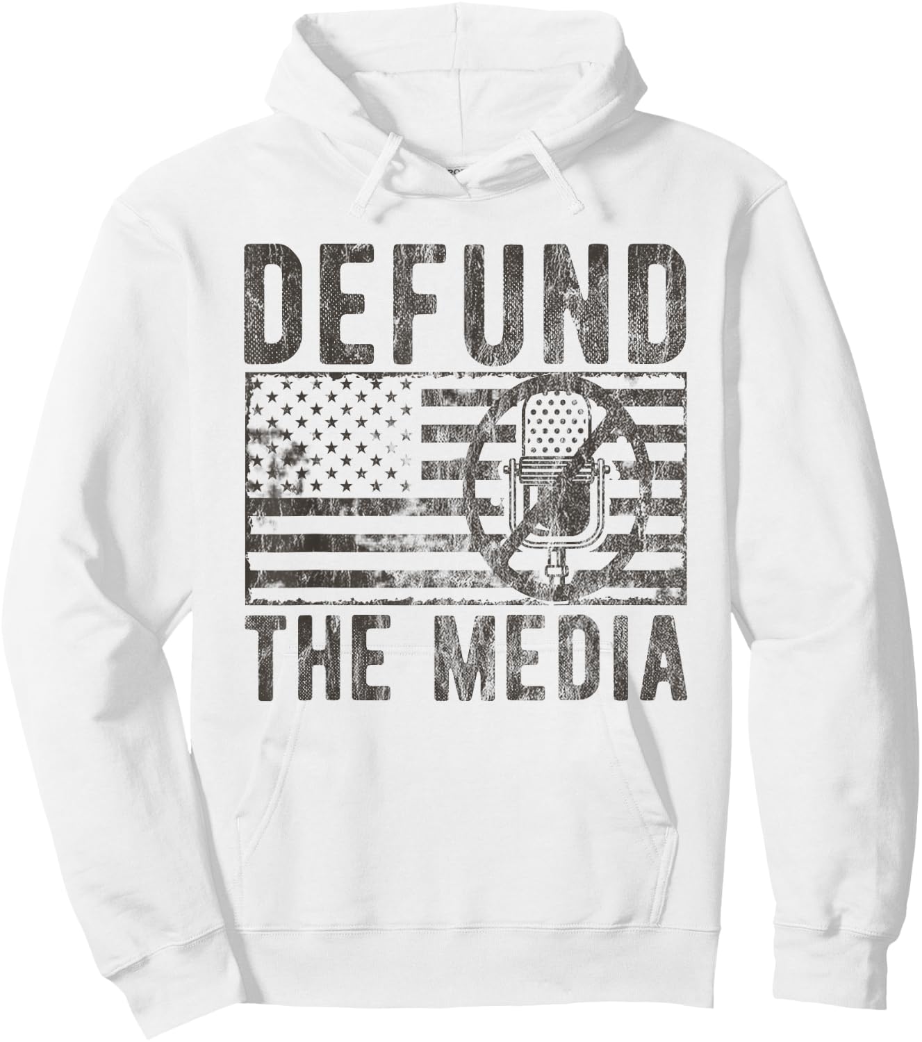 Anti Fake News Political Protest Distressed Defund The Media Hoodie - Hoodie | White