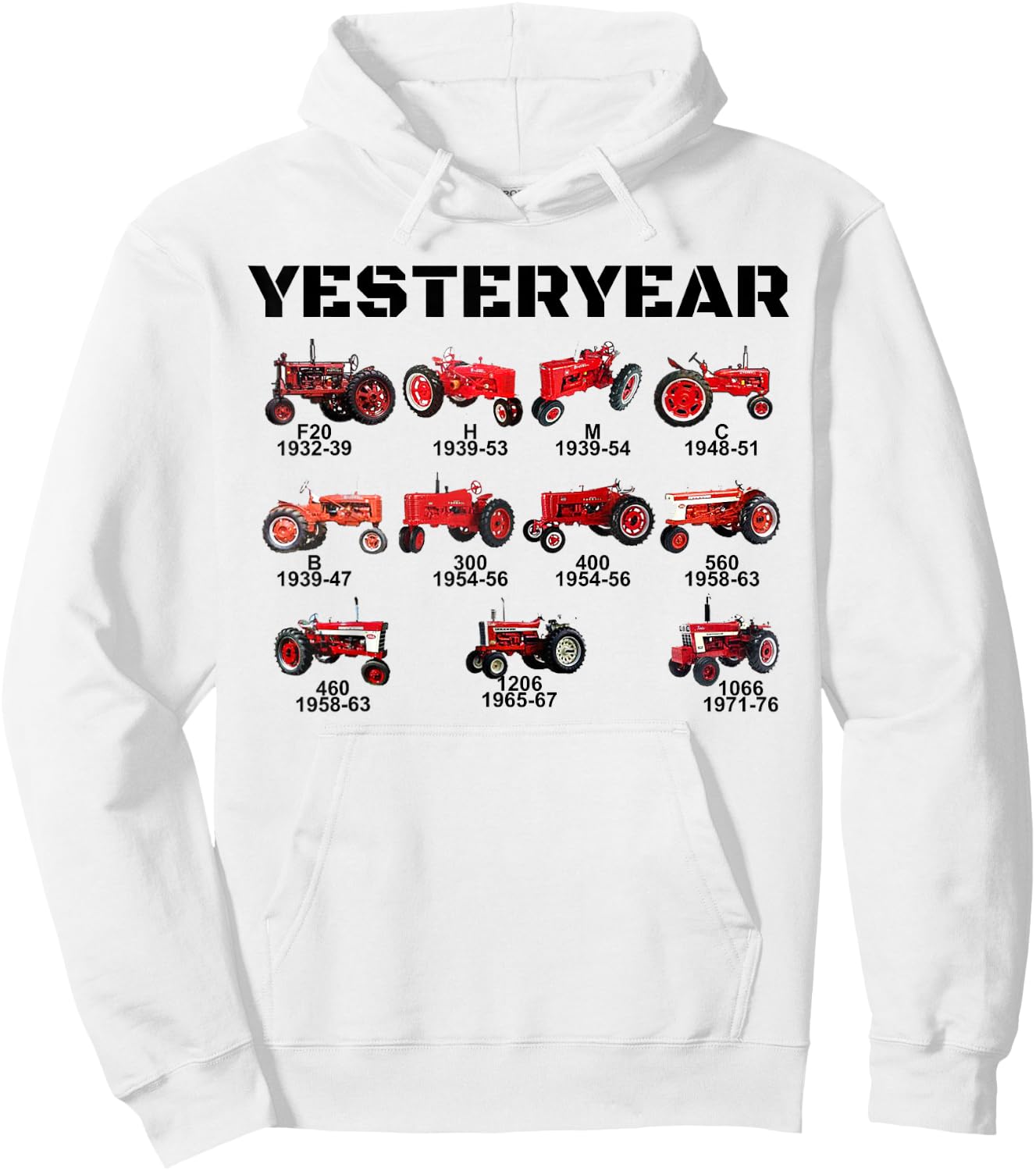 Vintage Red Tractor Yesteryear Hoodie - Hoodie | White