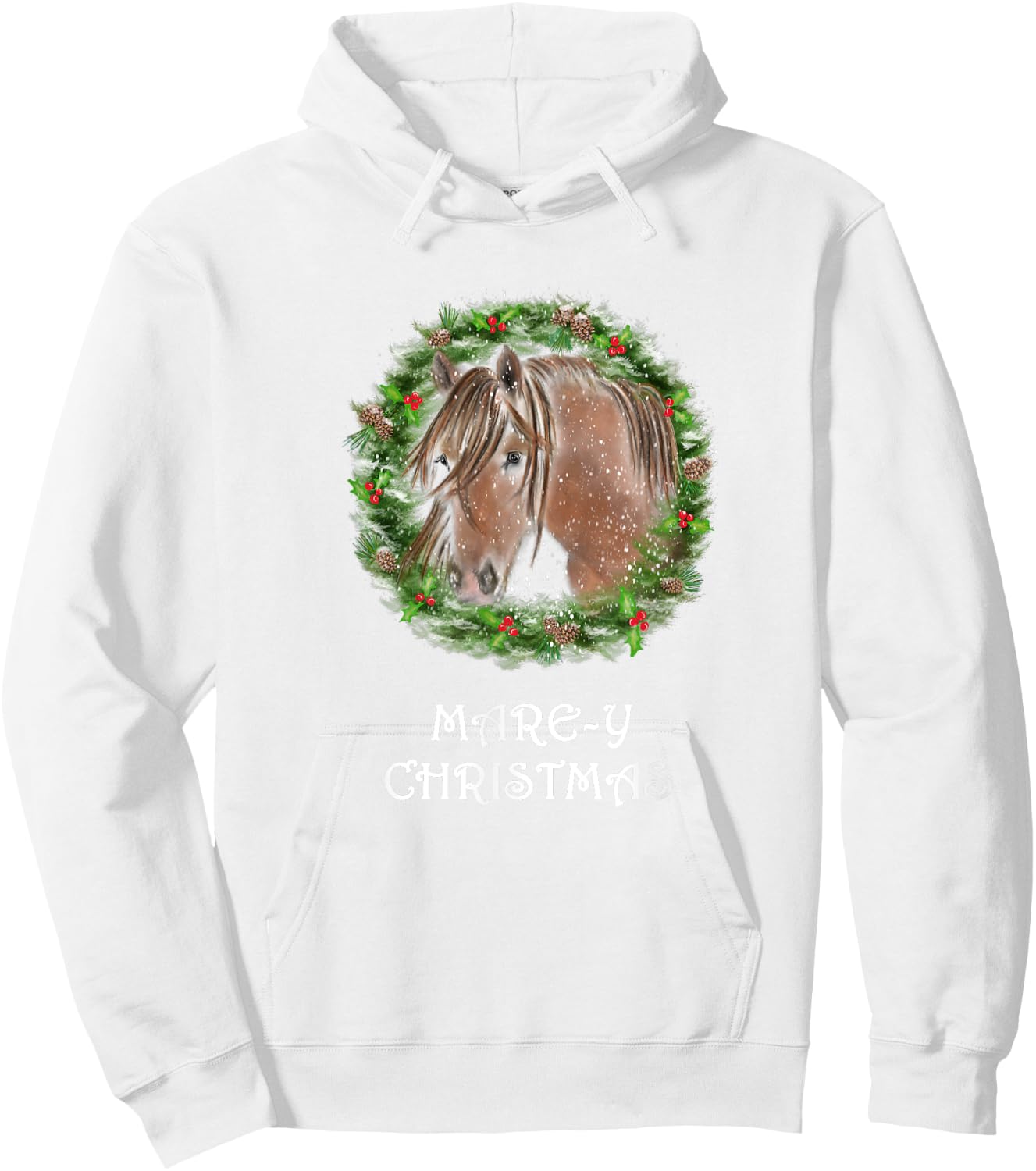 Mare-y Christmas Equestrian Holiday Horse Hoodie - Hoodie | White