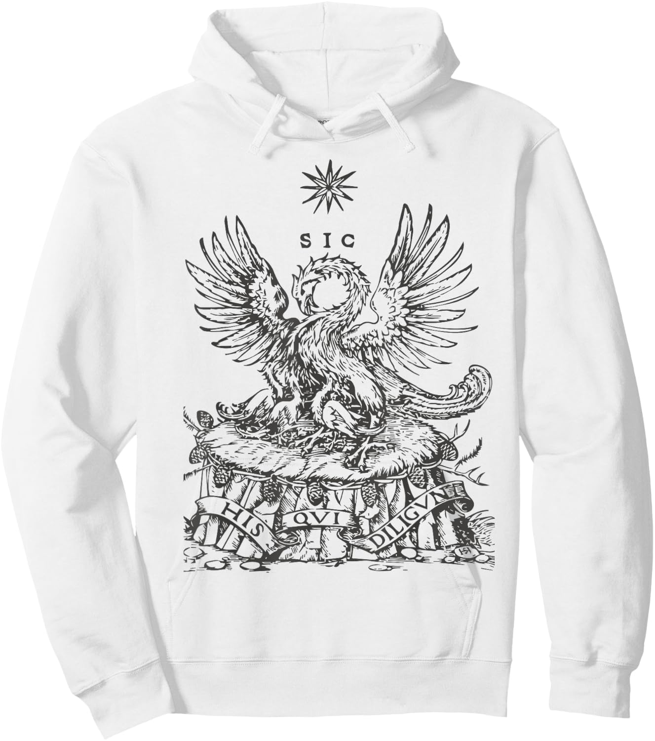 Pelican Traditional Latin Mass Catholic Symbols Woodcut Hoodie - Hoodie | White