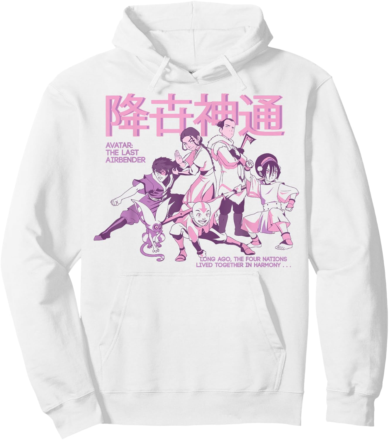 Avatar: The Last Airbender Pastel Kanji Group Shot Hoodie - Hoodie | White