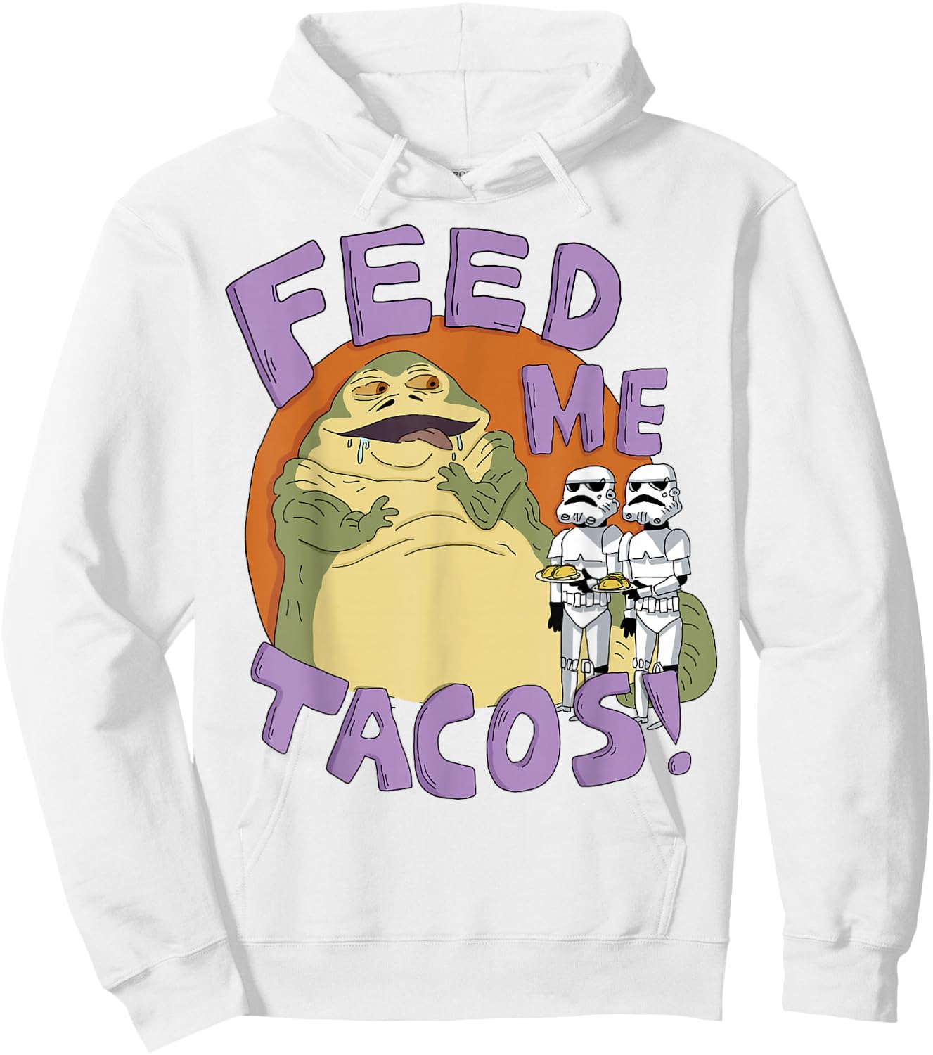 Star Wars Jabba The Hutt Feed Me Tacos Doodle Hoodie - Hoodie | White