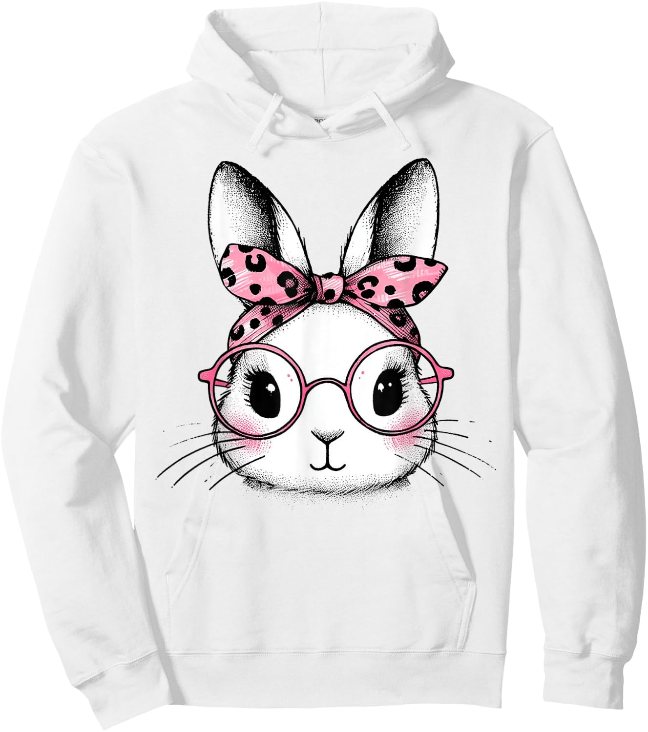 Bunny Easter Day Pink Bandana Glasses Rabbit Women Girl Kid Hoodie - Hoodie | White