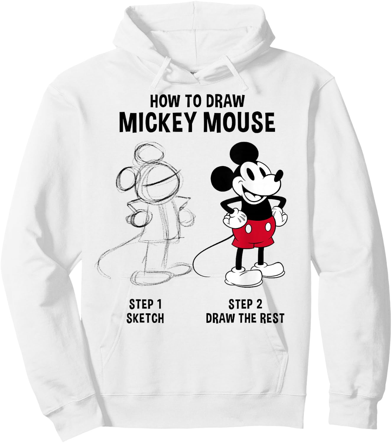 Disney Mickey And Friends How To Draw Mickey Mouse Hoodie - Hoodie | White