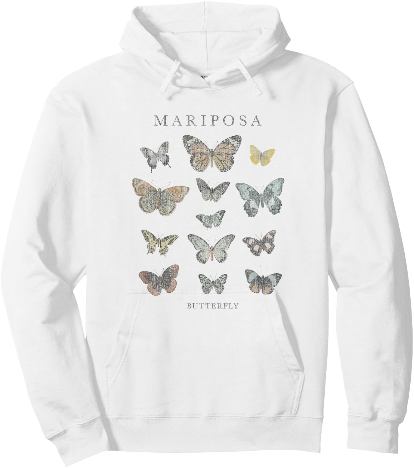 Fifth Sun Mariposa Butterfly Portrait Grid Hoodie - Hoodie | White