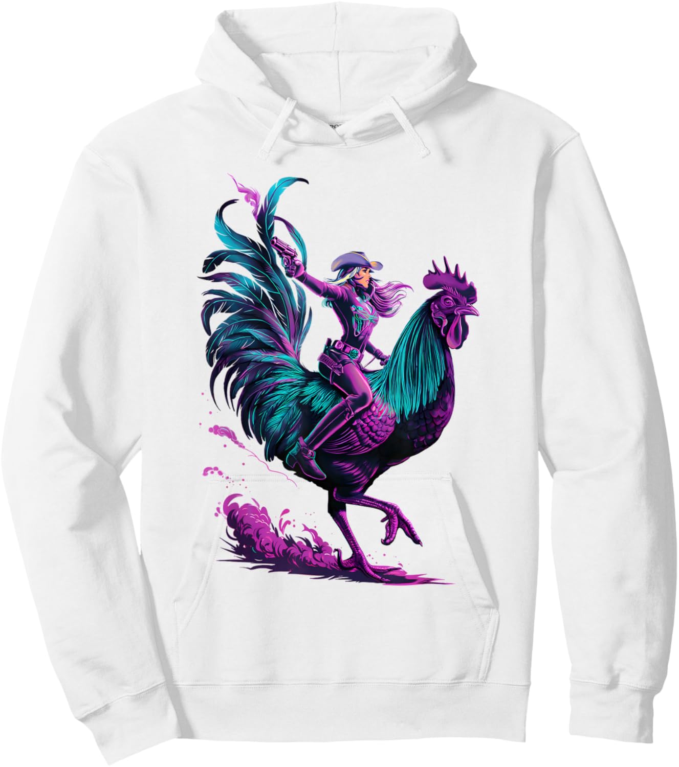 Cowgirl Riding Chicken Hoodie - Hoodie | White