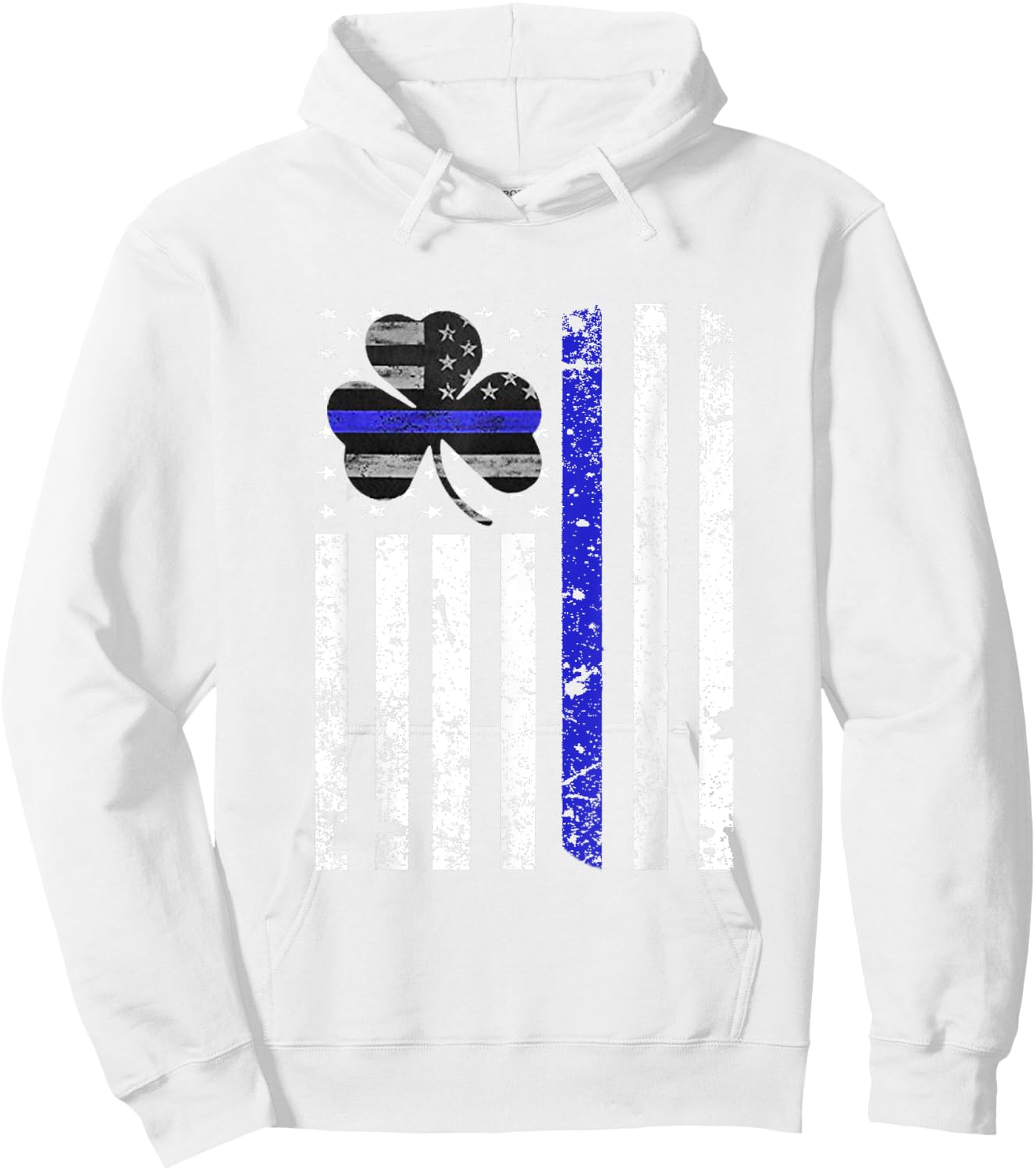 Thin Blue Line Irish Shamrock Police St Patricks Day Hoodie - Hoodie | White