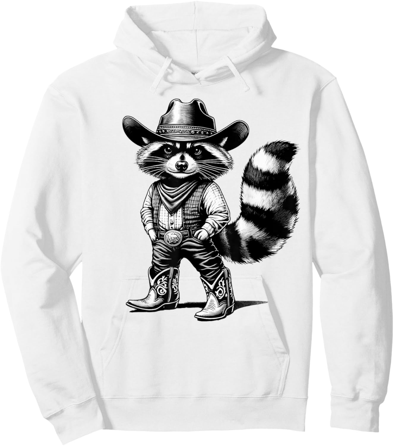Vintage Raccoon Cowboy Cowgirl Trash Panda Western Country Hoodie - Hoodie | White