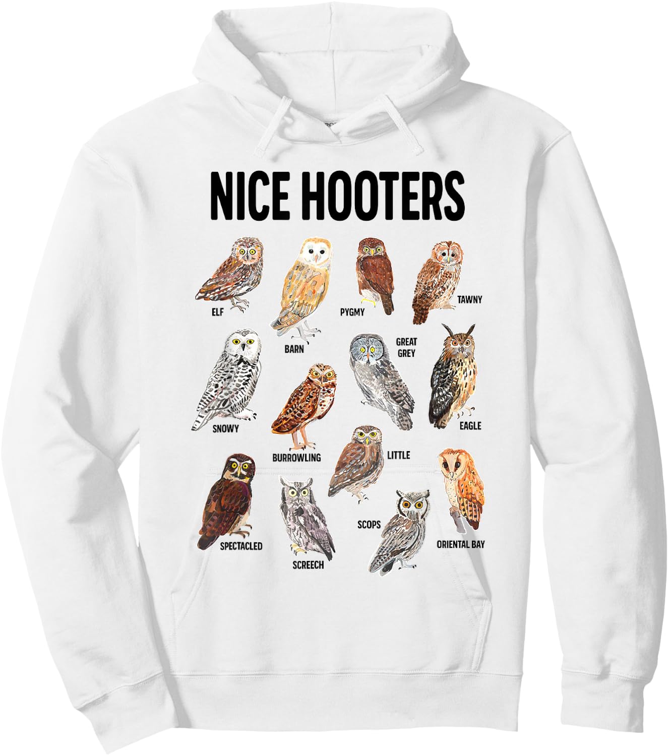 Nice Hooters Owl Pun Joke Funny Bird Watching Birdwatcher Hoodie - Hoodie | White
