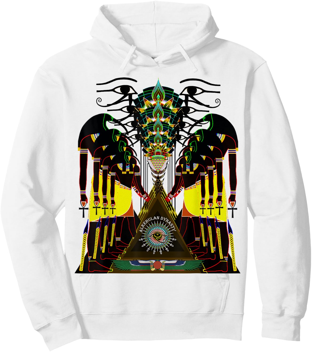 Psychedelic Fractal Ancient Egyptian God Thoth Tehuti Hoodie - Hoodie | White