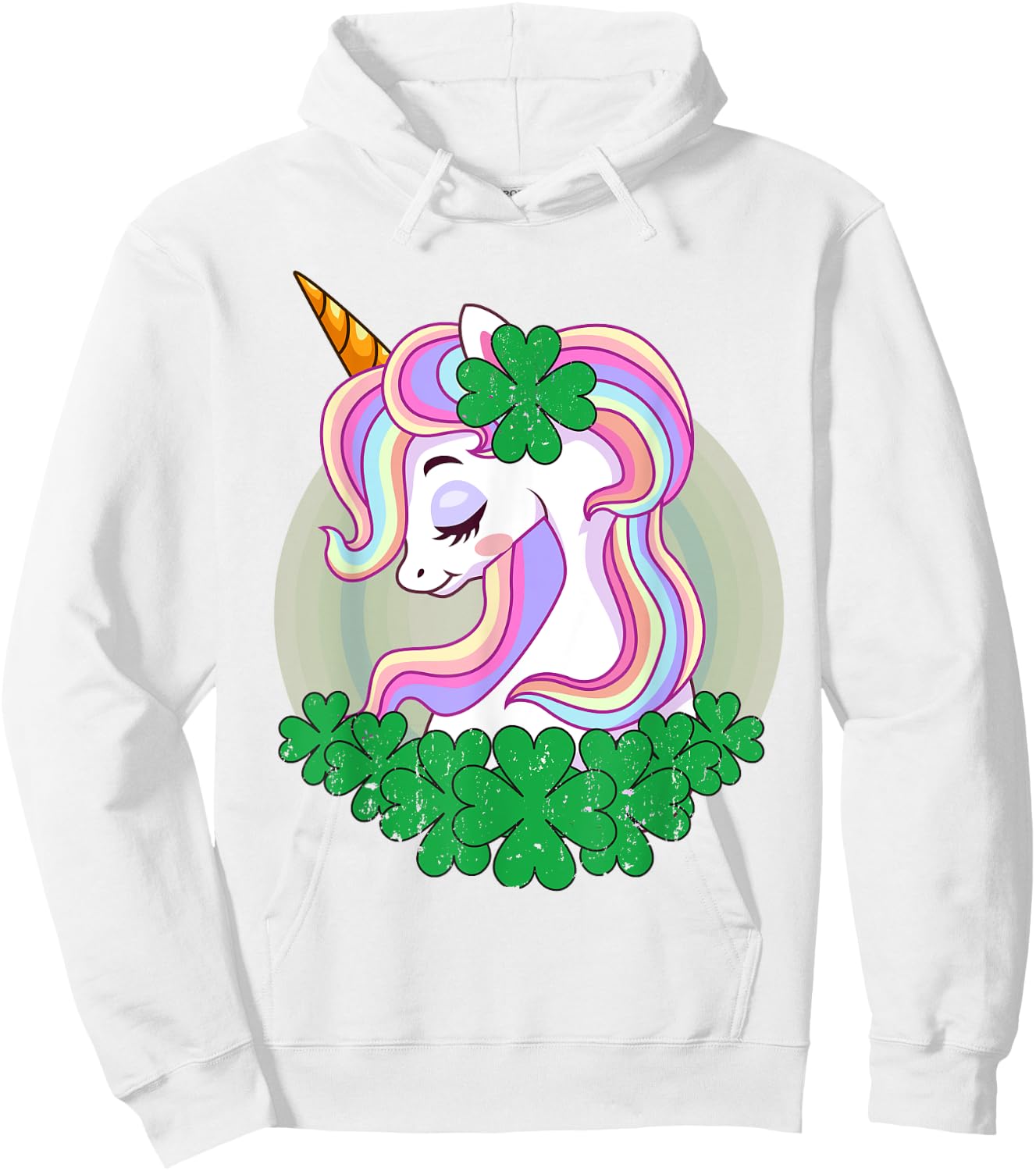 St Patricks Day Unicorn Shamrock Pattys Toddler Kid Girls Hoodie - Hoodie | White