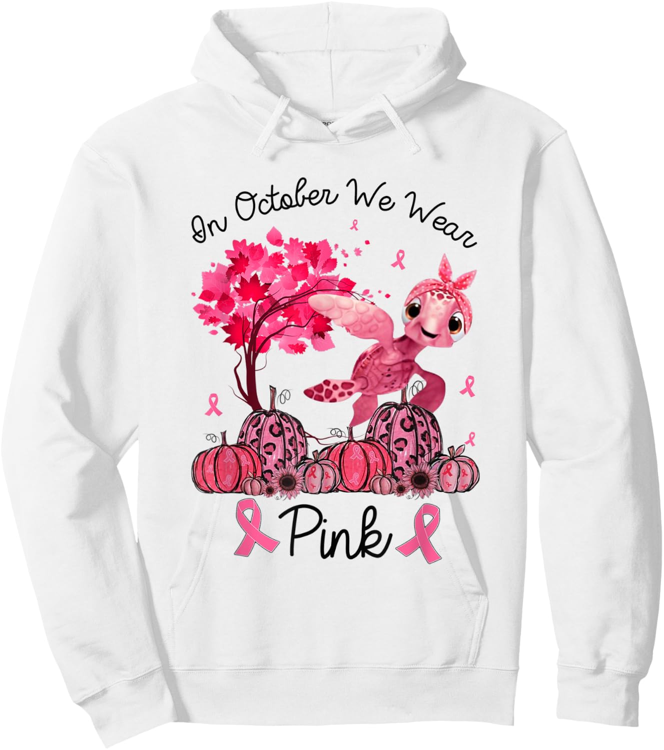 In October We Wear Pink Turtle Breast Cancer Awareness Gifts Hoodie - Hoodie | White