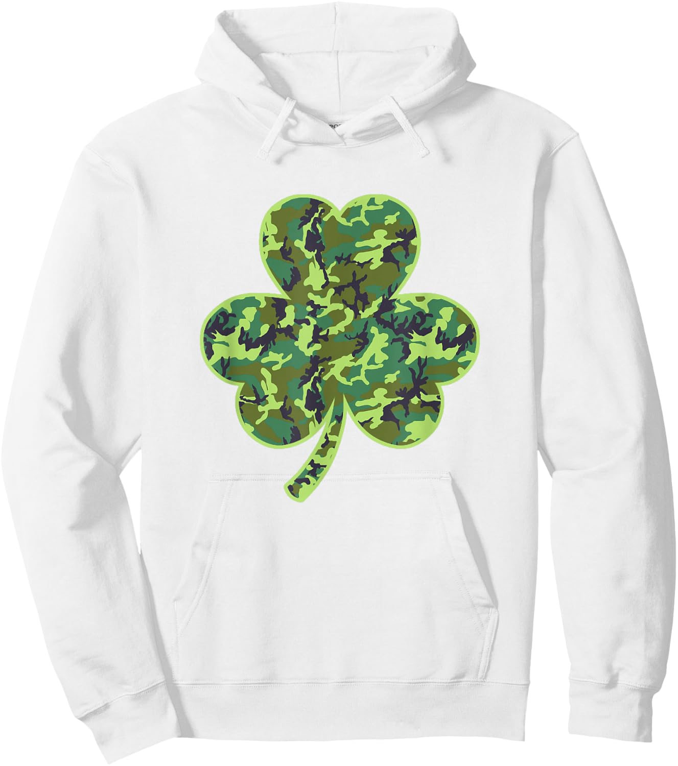 Camo Shamrock Camouflage Hunt St Patrick's Good Luck Hunting Hoodie - Hoodie | White