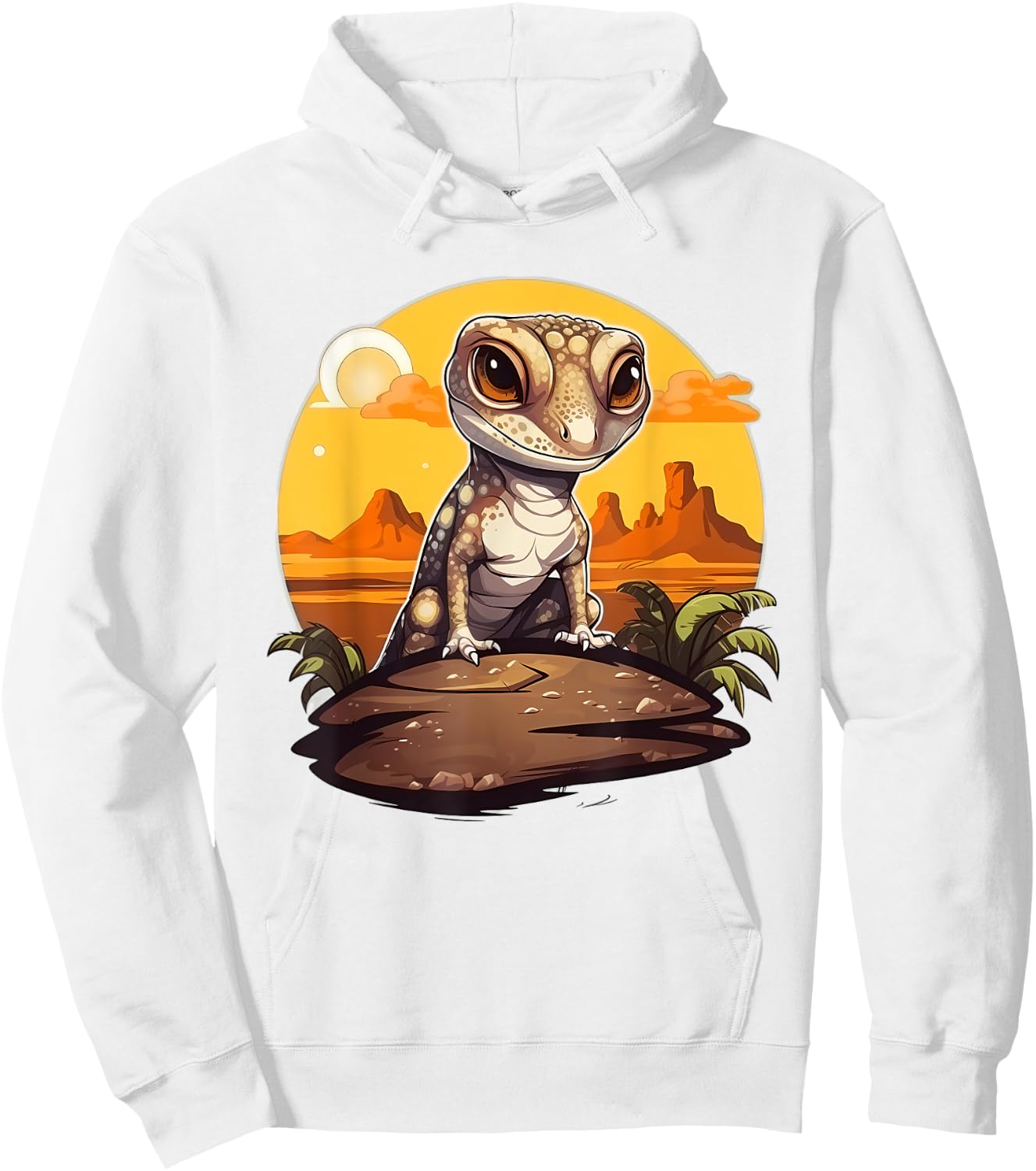 Retro Style African Fat-tailed Gecko Hoodie - Hoodie | White
