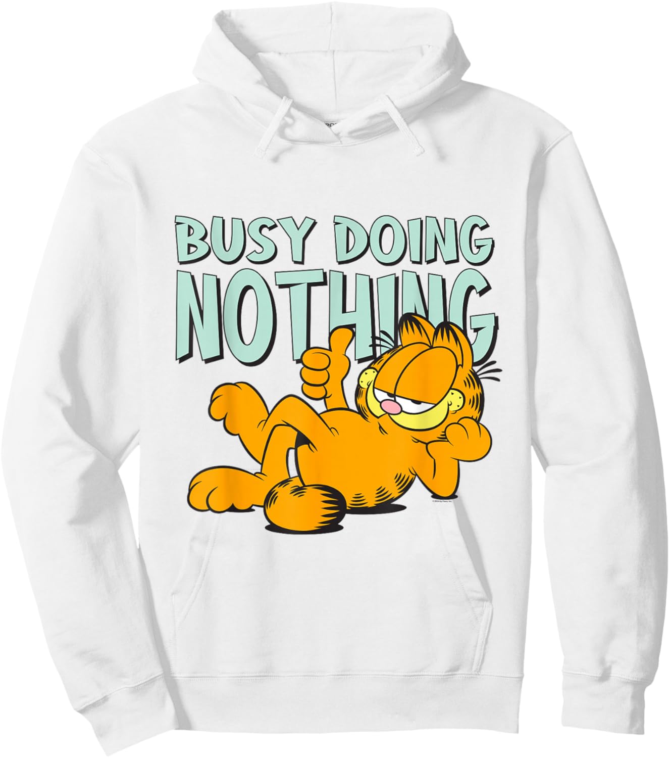 Garfield Classic Laying Down Busy Doing Nothing Thumbs Up Hoodie - Hoodie | White