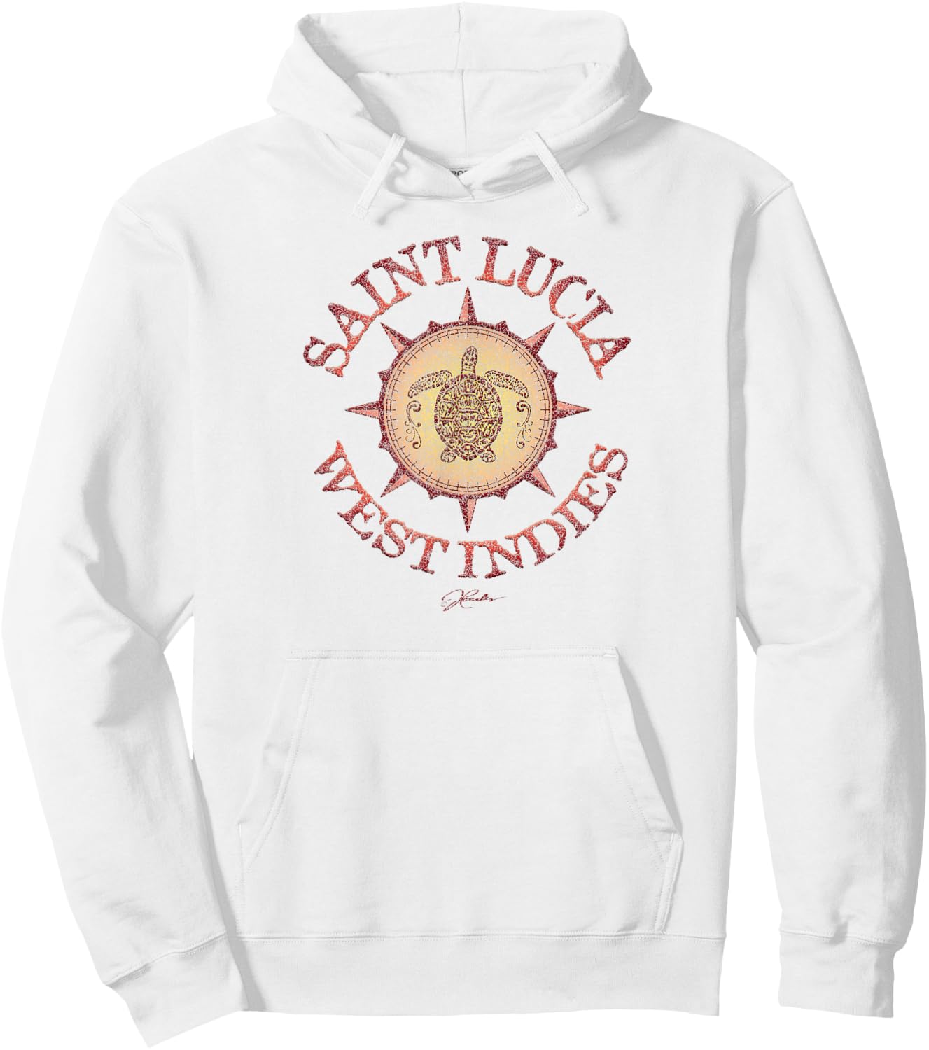 JCombs: Saint Lucia, West Indies, Sea Turtle on Windrose Hoodie - Hoodie | White