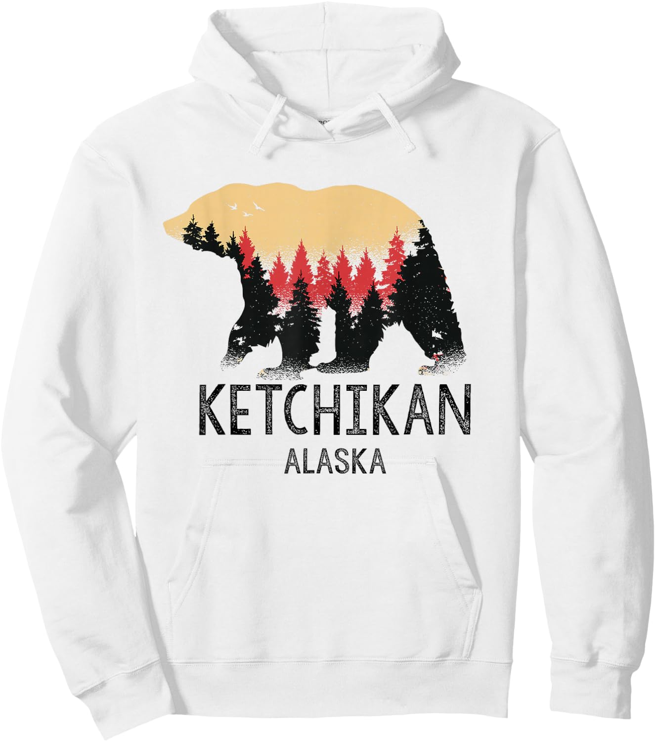 Ketchikan Alaska Vintage Grizzly Bear Nature Souvenir Gift Hoodie - Hoodie | White