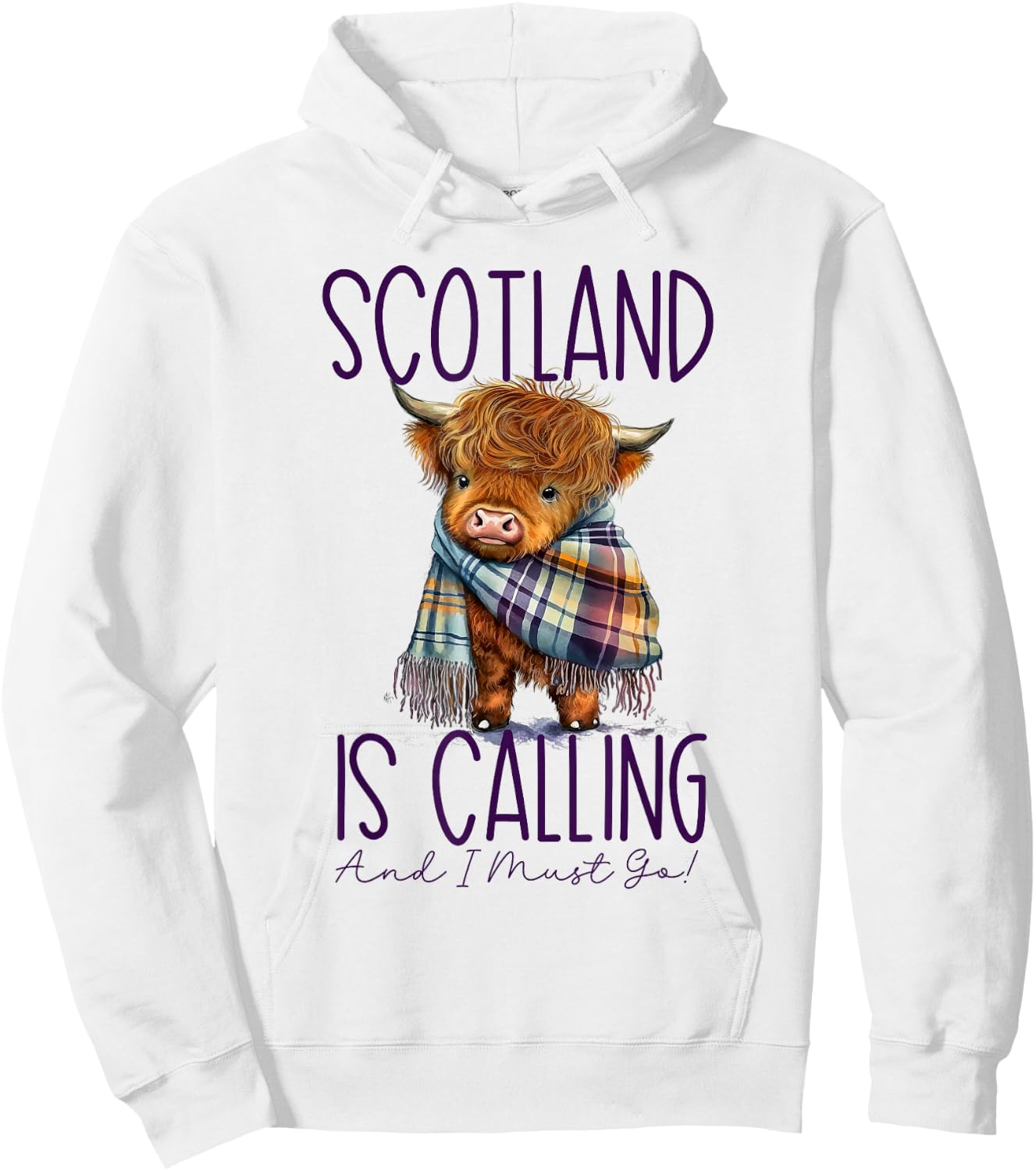 Scotland is Calling and I Must Go! Highland Cow Hoodie - Hoodie | White