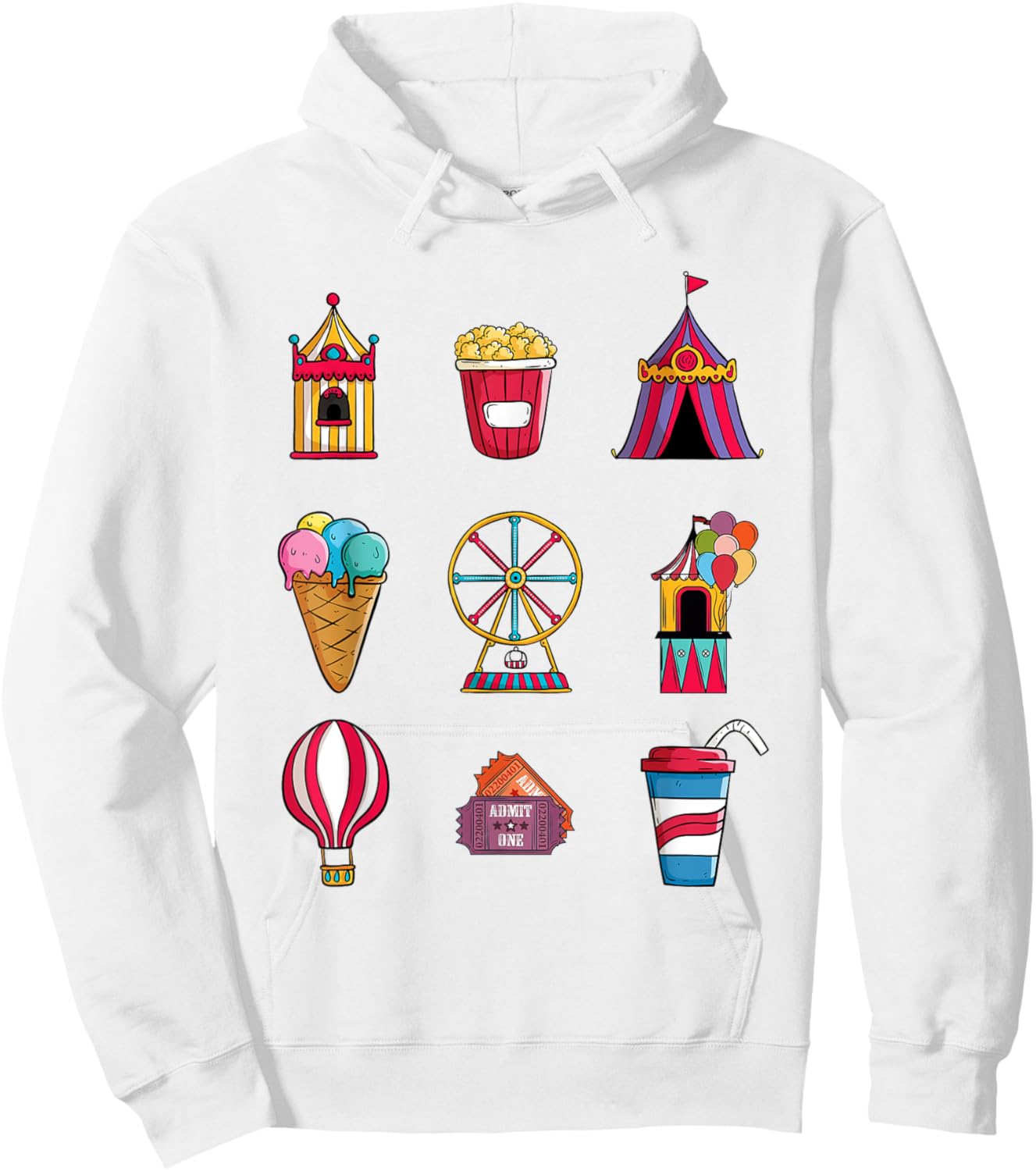 Funny State Fair With Ice Cream Ferris Wheel And Circus Tent Hoodie - Hoodie | White
