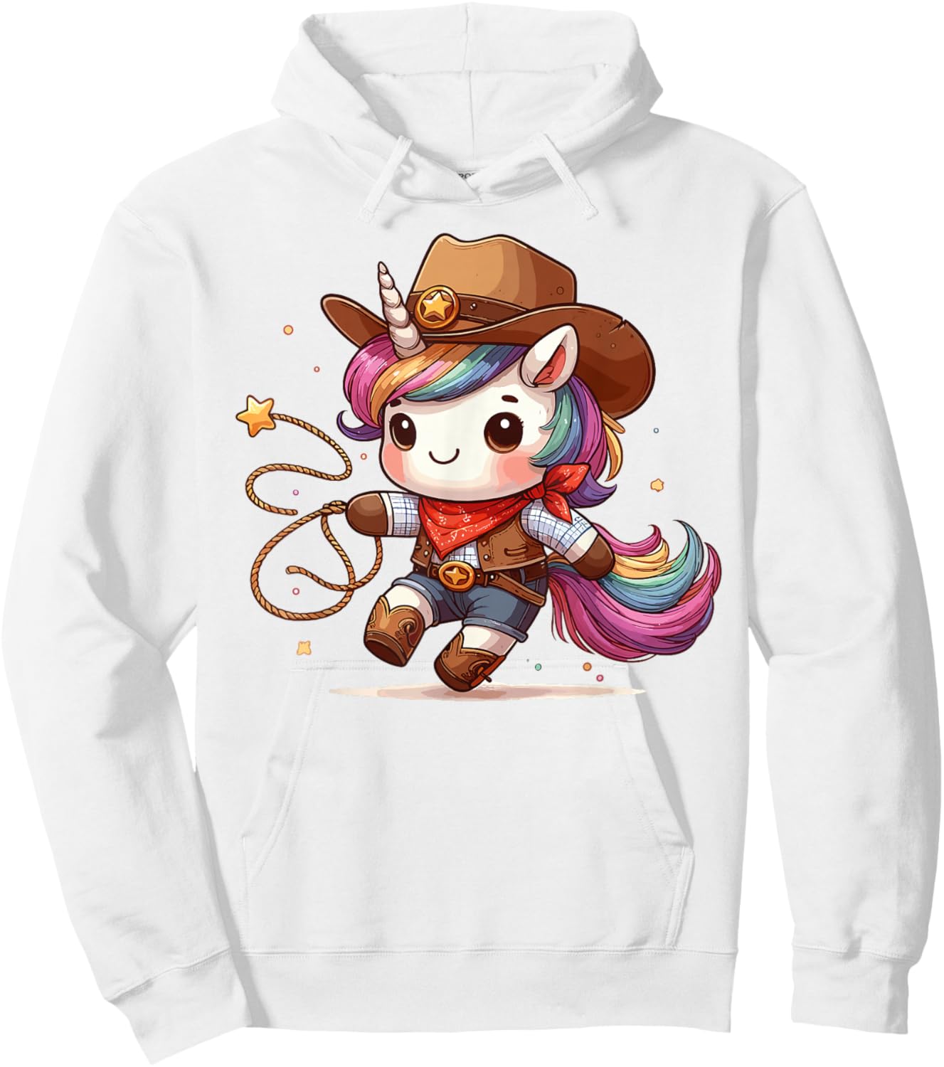 Western Rodeo Cowboy Hat Unicorn Texas Animals Hoodie - Hoodie | White