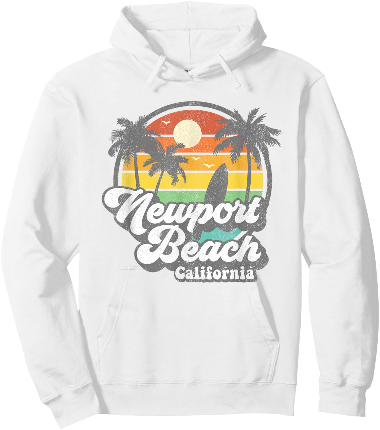Vintage Newport Beach California CA Surfing Retro Surf Gift Hoodie - Hoodie | White