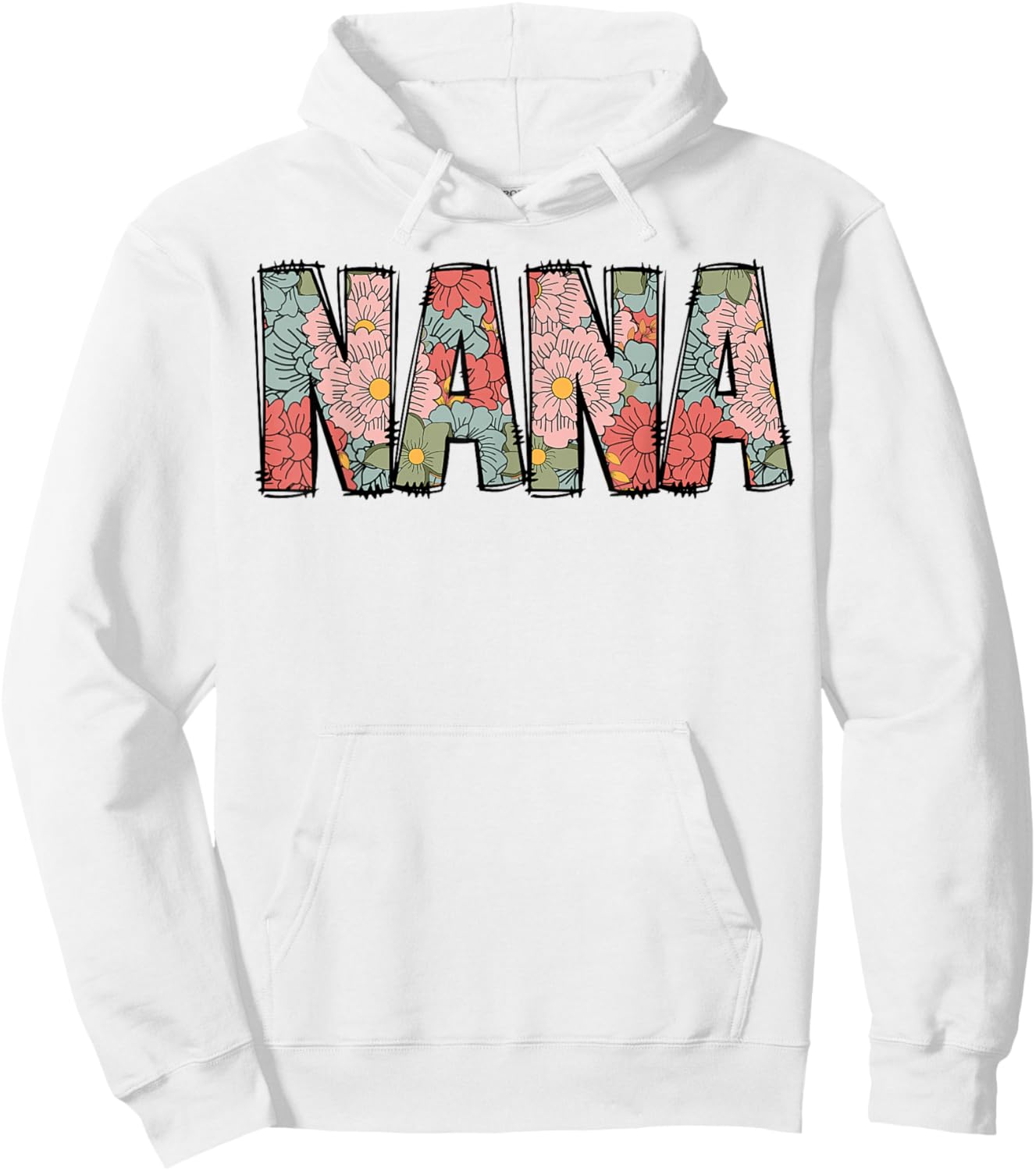 Retro Nana Colorful Flowers Groovy Daisy Flower Hoodie - Hoodie | White