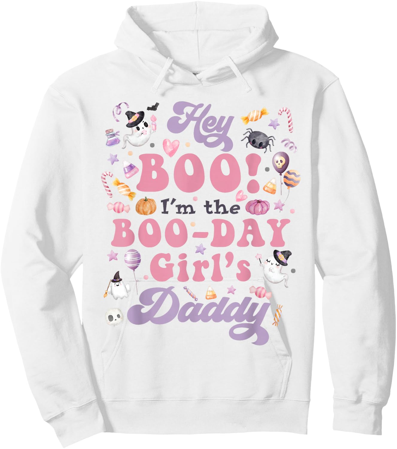 Daddy of Boo-Day Girl Hey Boo Halloween Birthday Matching Hoodie - Hoodie | White