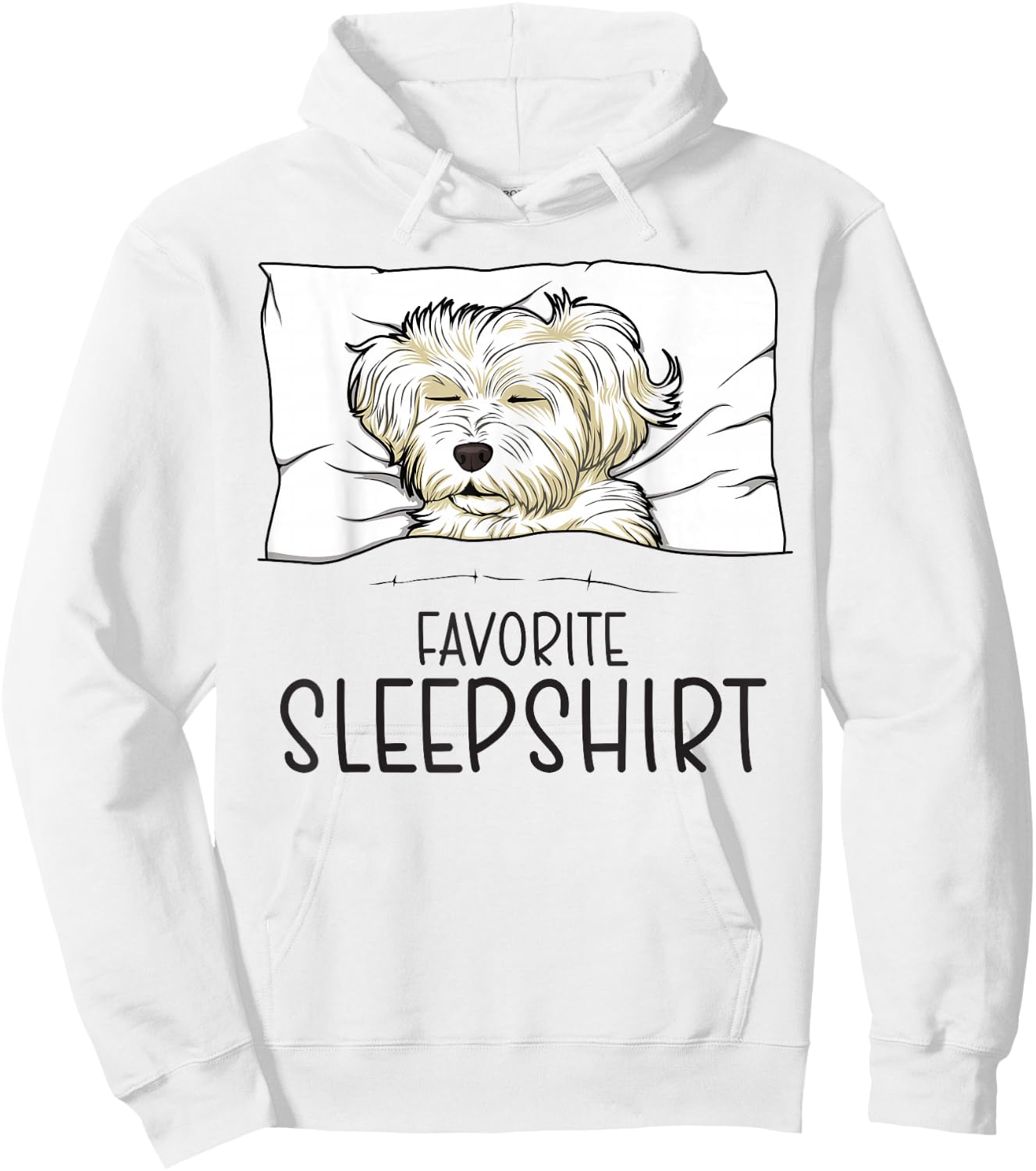 Favorite Sleepshirt, Napping Dog, Maltese Pajama Hoodie - Hoodie | White