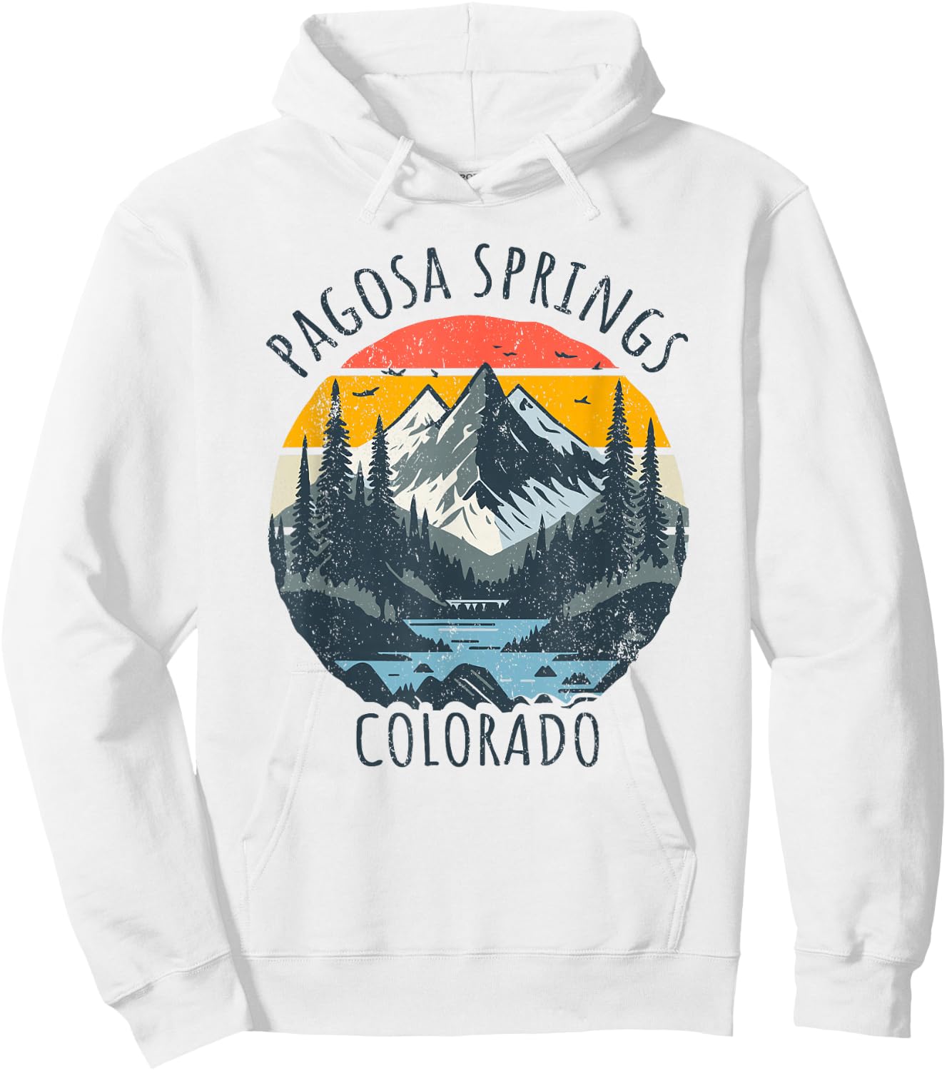 Pagosa Springs Colorado USA Retro Mountain Vintage Style Hoodie - Hoodie | White