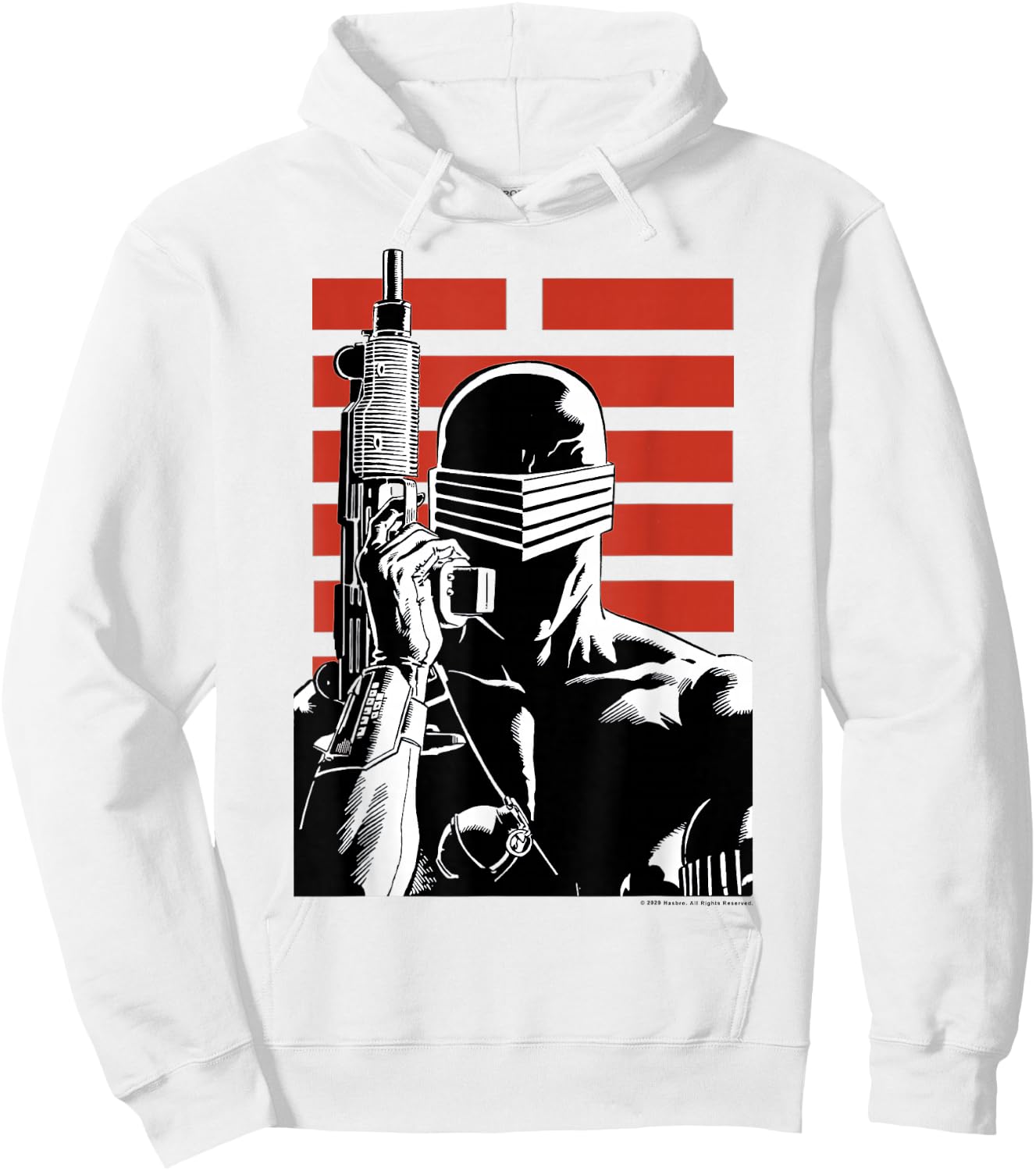 G.I. Joe Snake Eyes Retro Red Stripe Portrait Hoodie - Hoodie | White