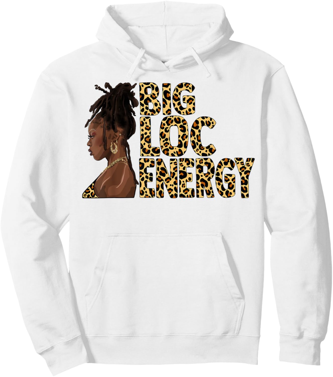 Loc'd Hair Afro Woman Black Girl Leopard Big Loc Energy Hoodie - Hoodie | White